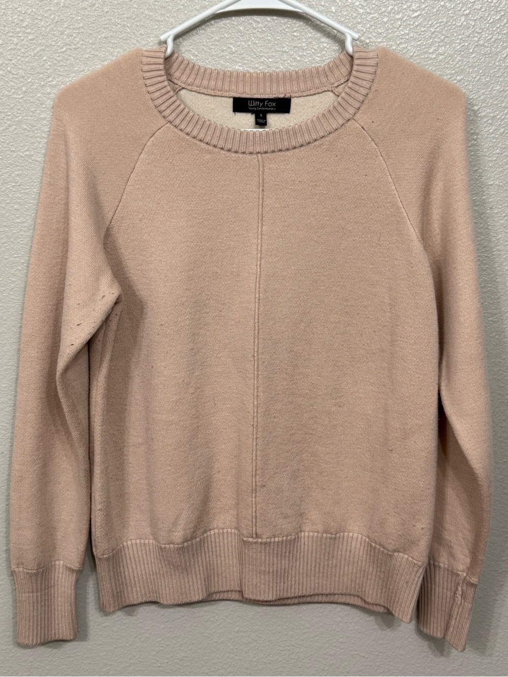 Witty Fox Blush Pink Crewneck Sweater Knit Pullover S